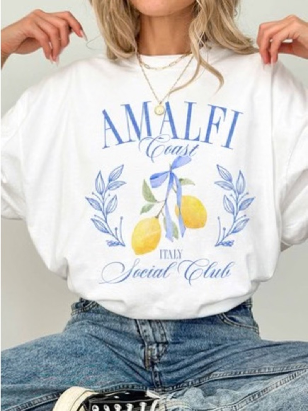 441. Amalfi Coast Italy Lemon Graphic Tee Euro Summer Aesthetic M/L